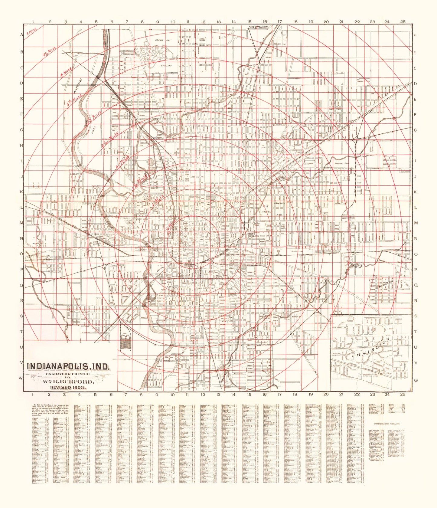 Vintage Map of Indianapolis, Indiana, 1903