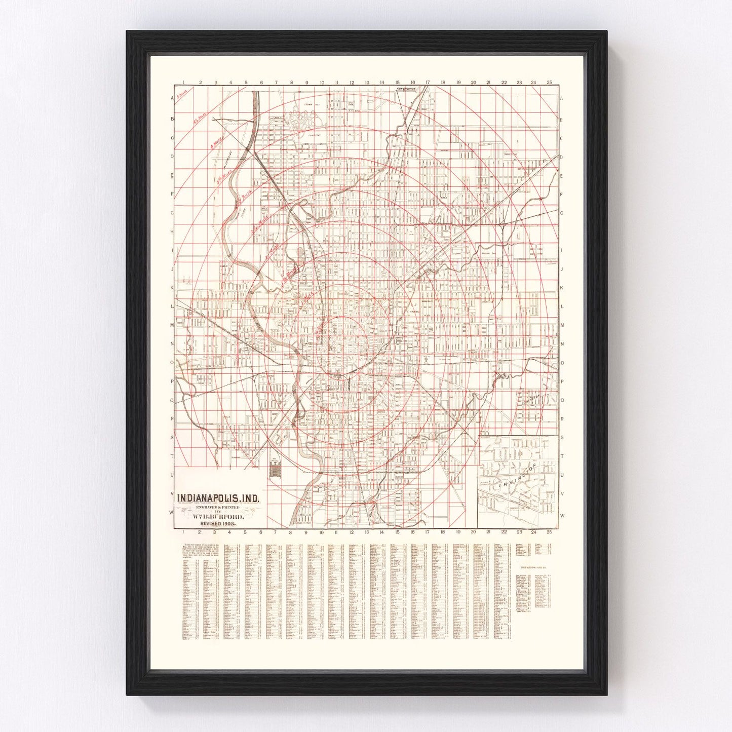 vintage map of Indianapolis, Indiana, 1903