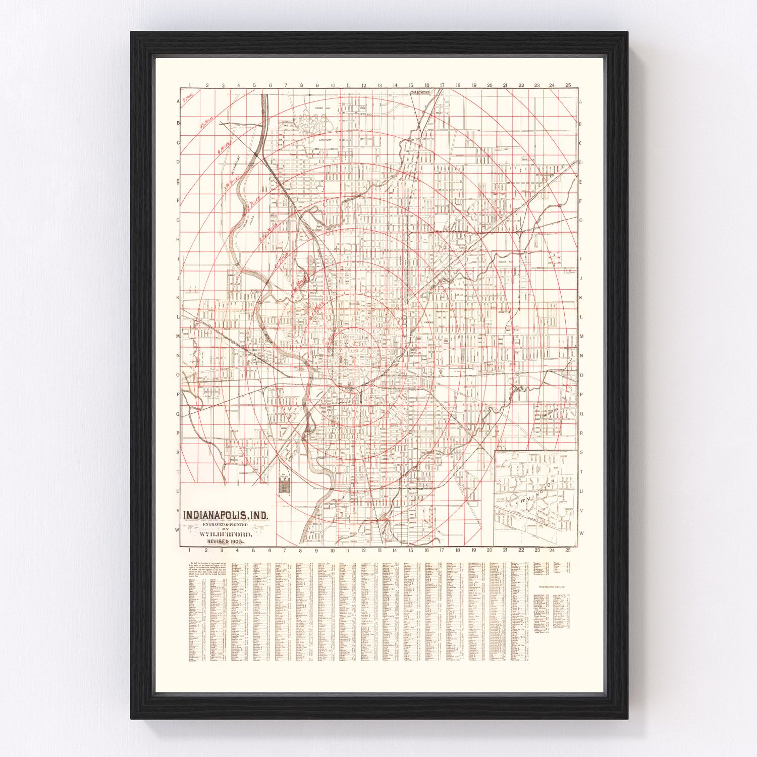 vintage map of Indianapolis, Indiana, 1903