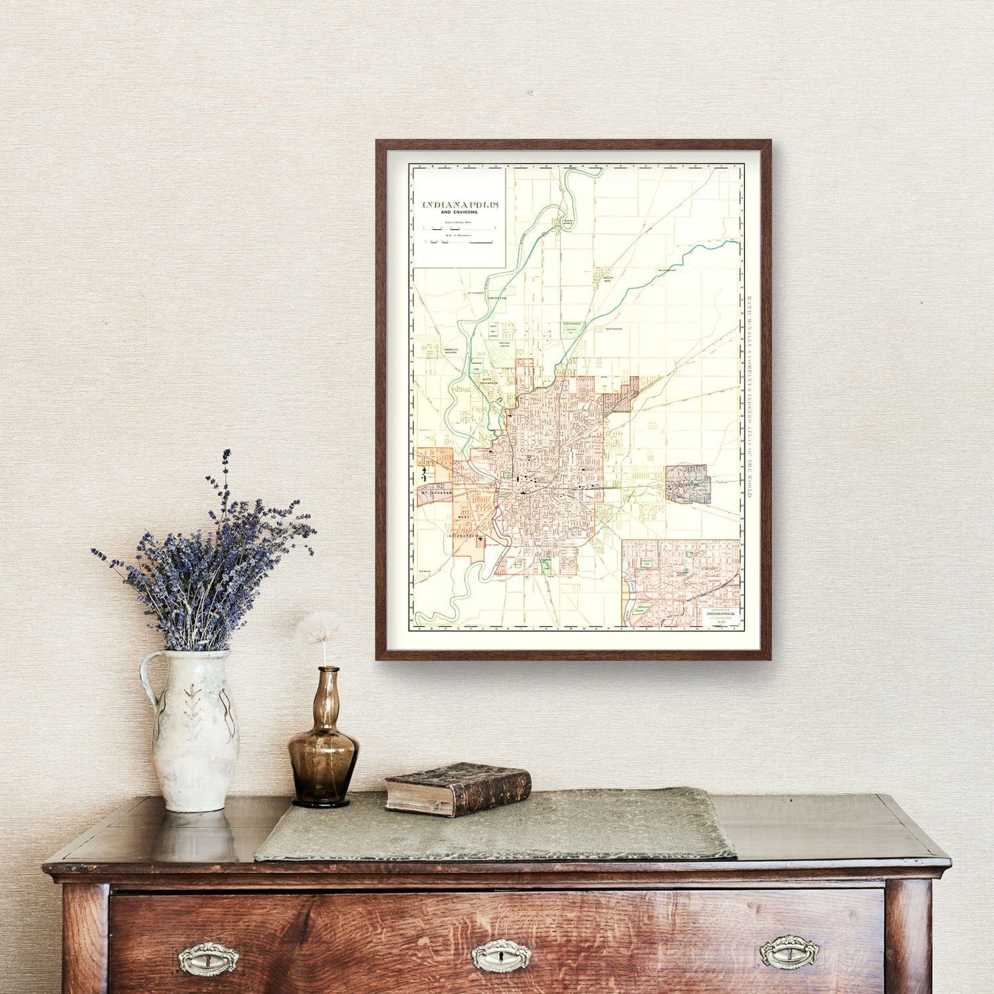 Vintage Map of Indianapolis, Indiana, 1899