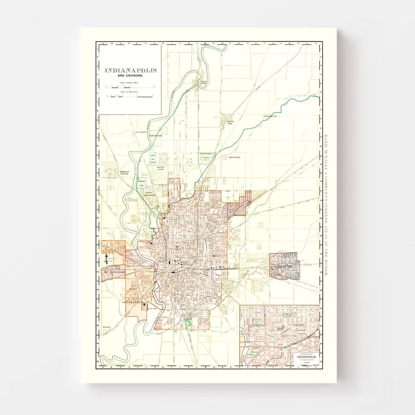 Vintage Map of Indianapolis, Indiana, 1899