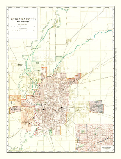 Vintage Map of Indianapolis, Indiana, 1899