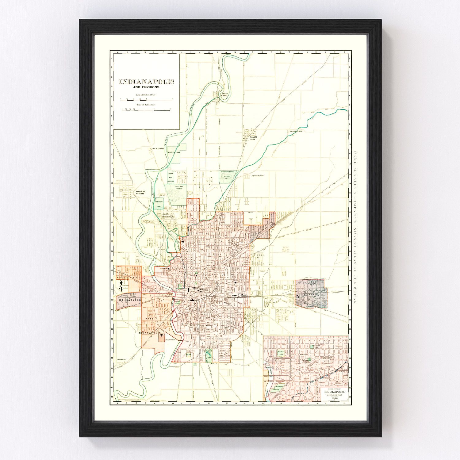 vintage map of Indianapolis, Indiana, 1899