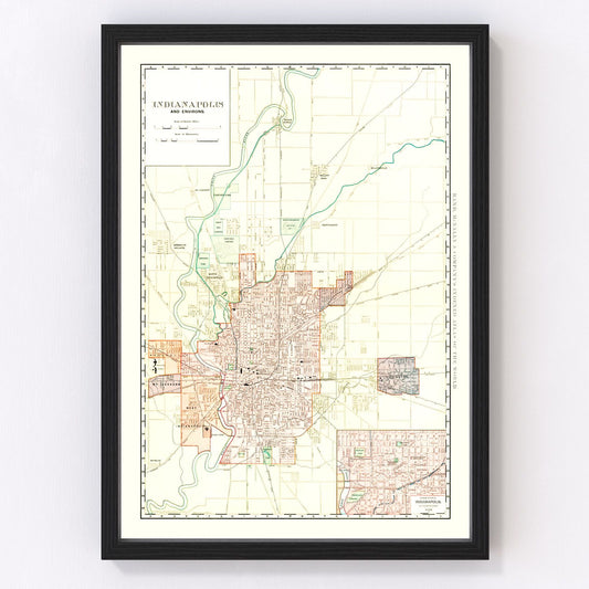 vintage map of Indianapolis, Indiana, 1899