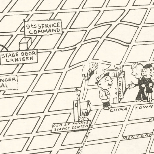 Vintage Map of San Francisco, California, 1945