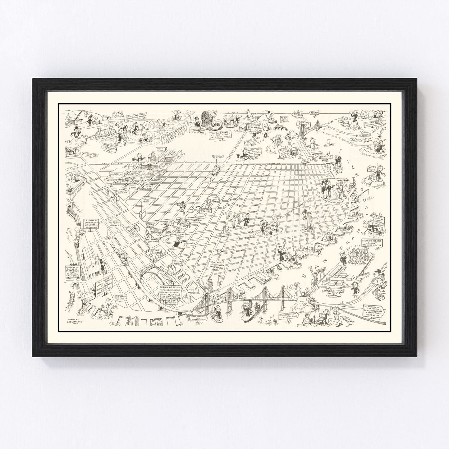 Vintage map of San Francisco, California, 1945