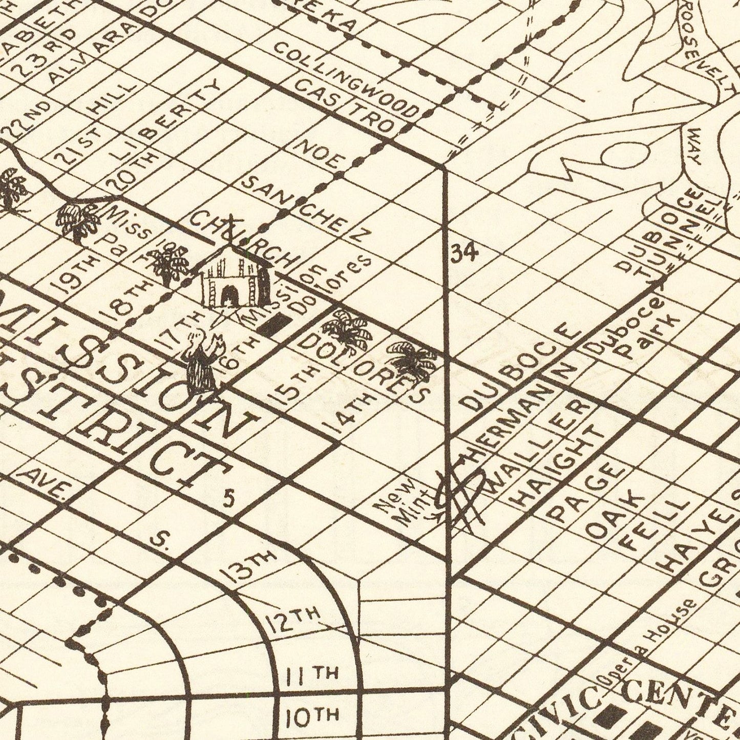 Vintage Map of San Francisco, California, 1939 II