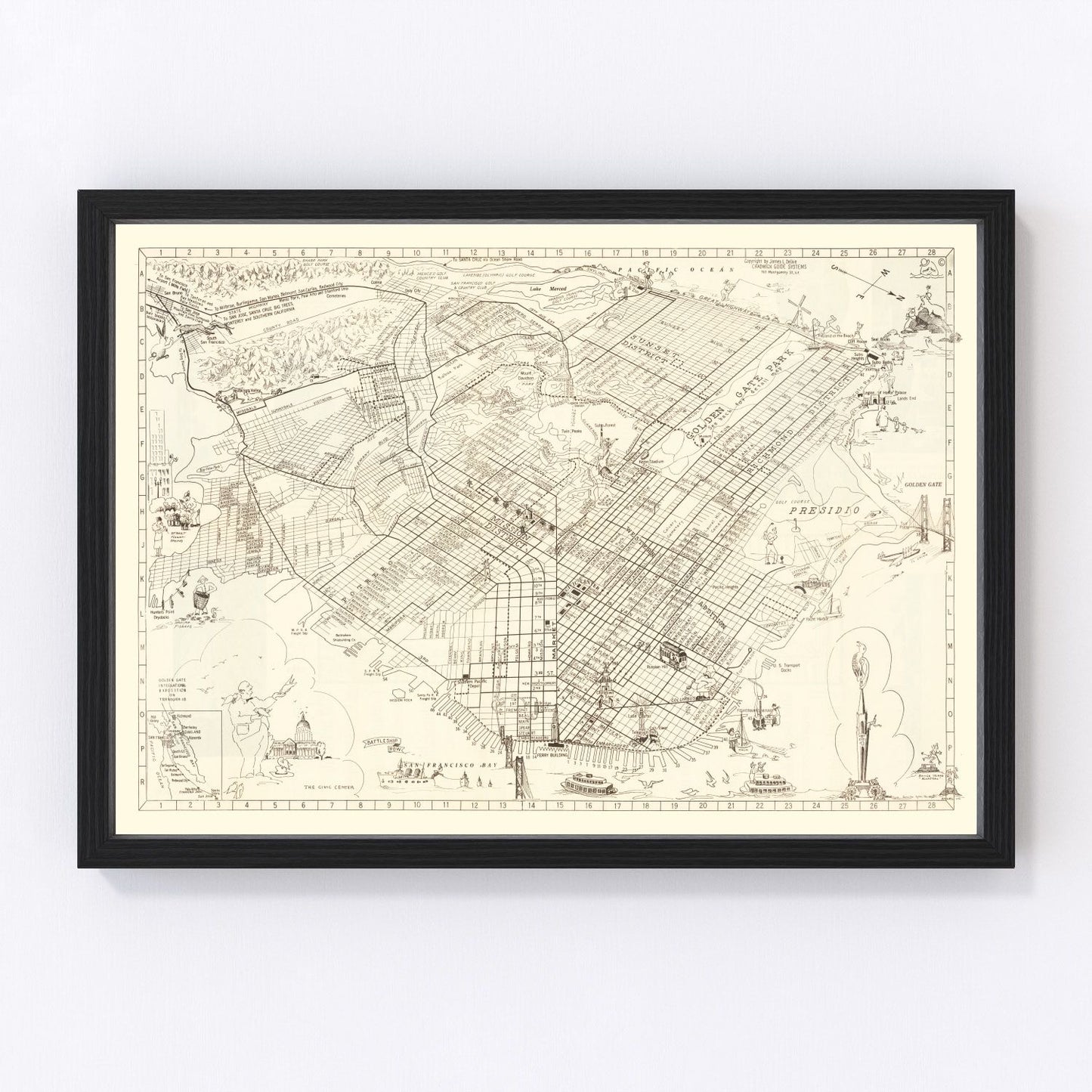 vintage map of San Francisco, California, 1939