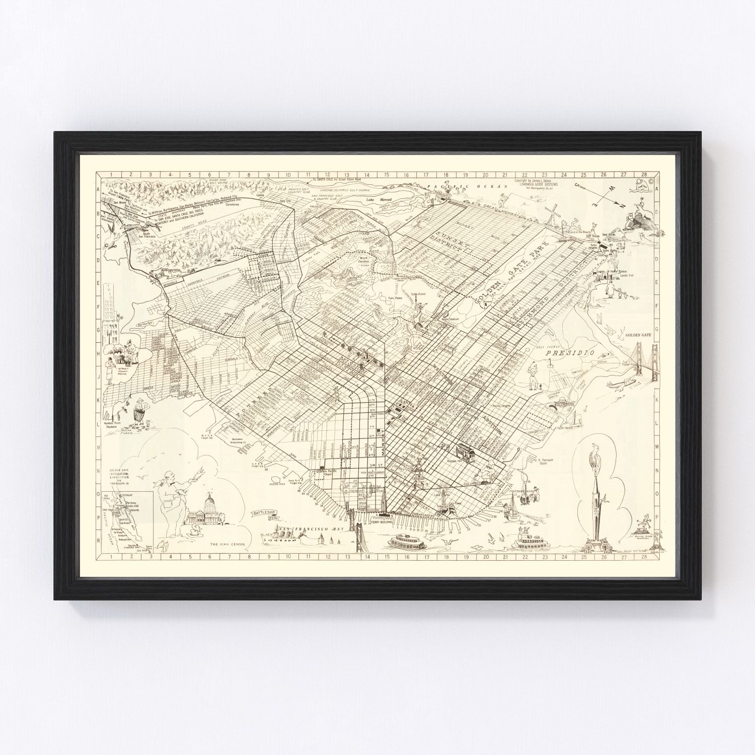 vintage map of San Francisco, California, 1939