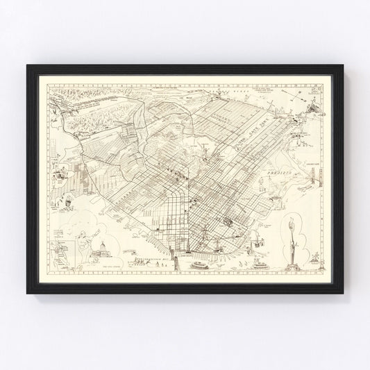 vintage map of San Francisco, California, 1939