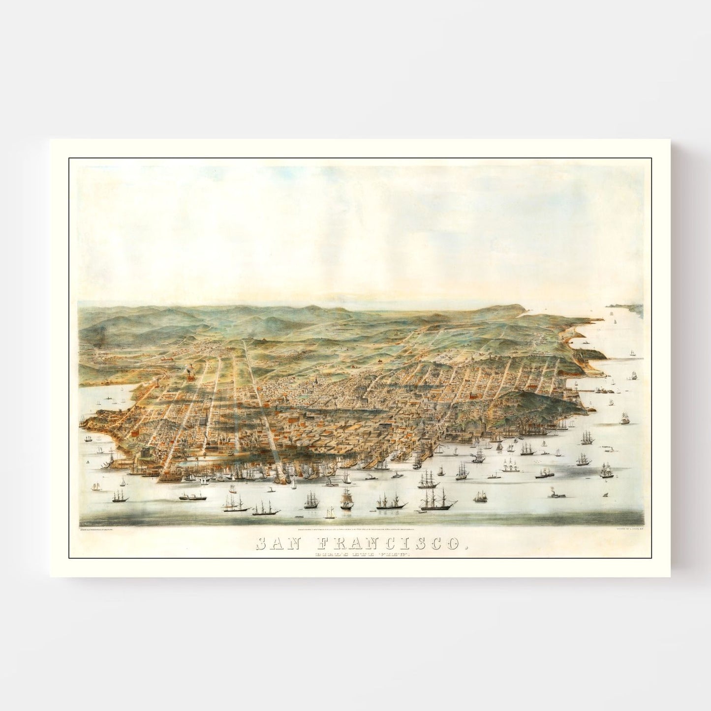 Vintage Map of San Francisco, California, 1864
