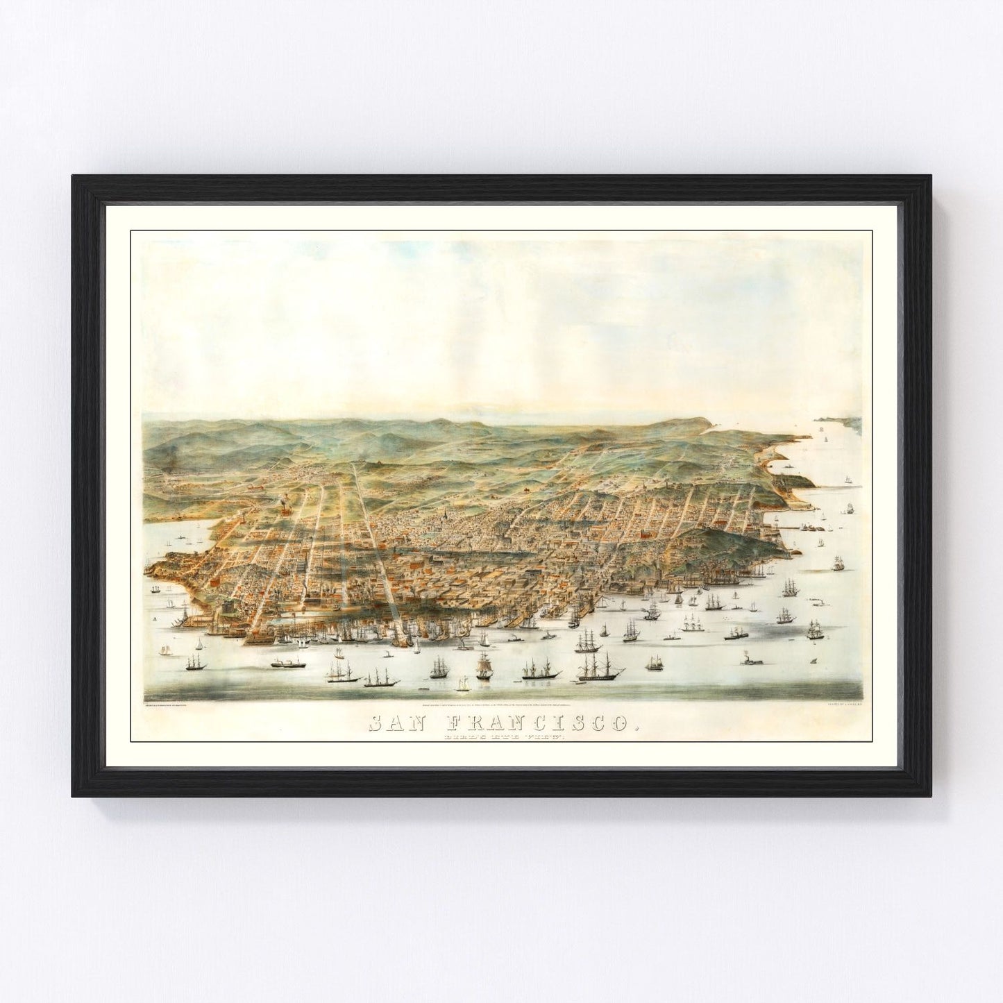 vintage map of San Francisco, California, 1864