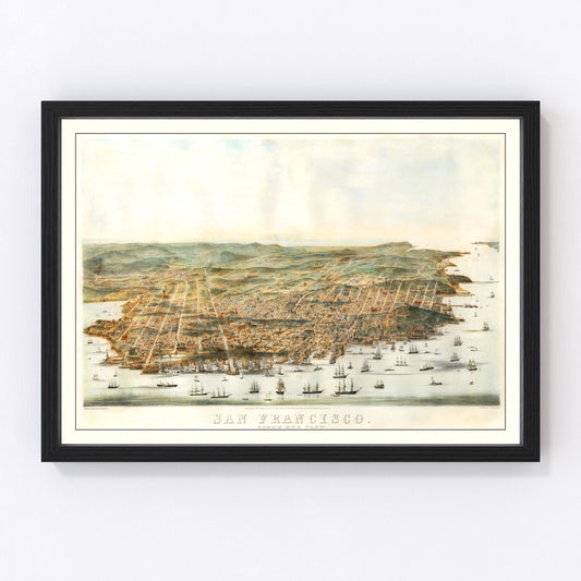 vintage map of San Francisco, California, 1864