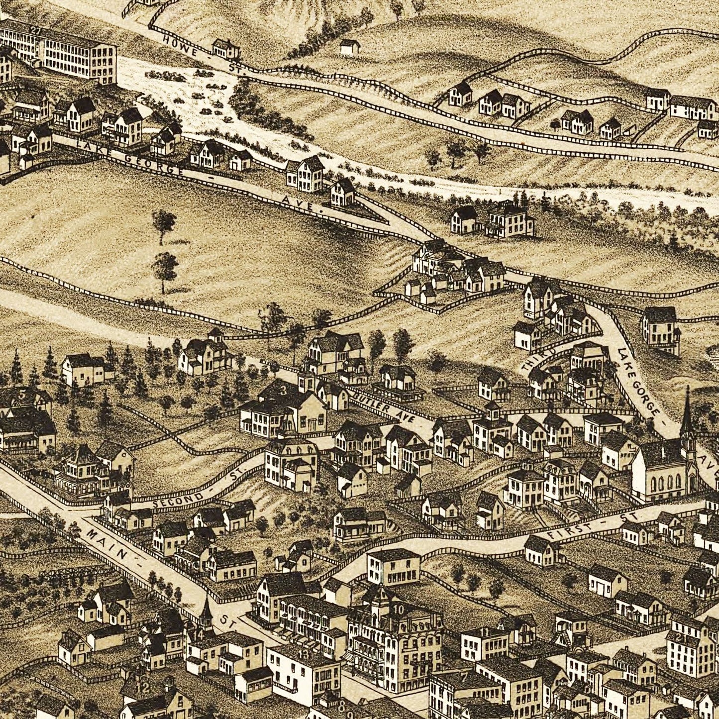 Vintage Map of Ticonderoga, New York, 1884