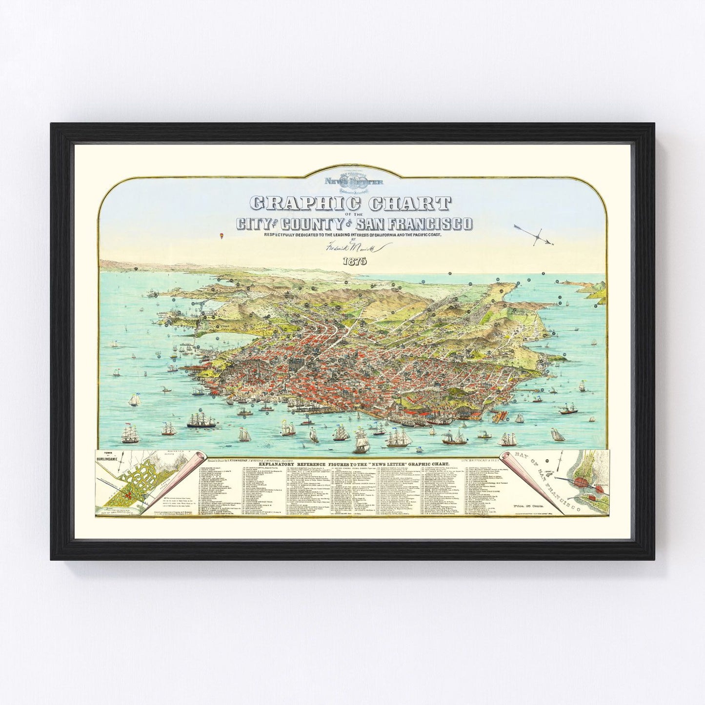 vintage map of San Francisco, California, 1875