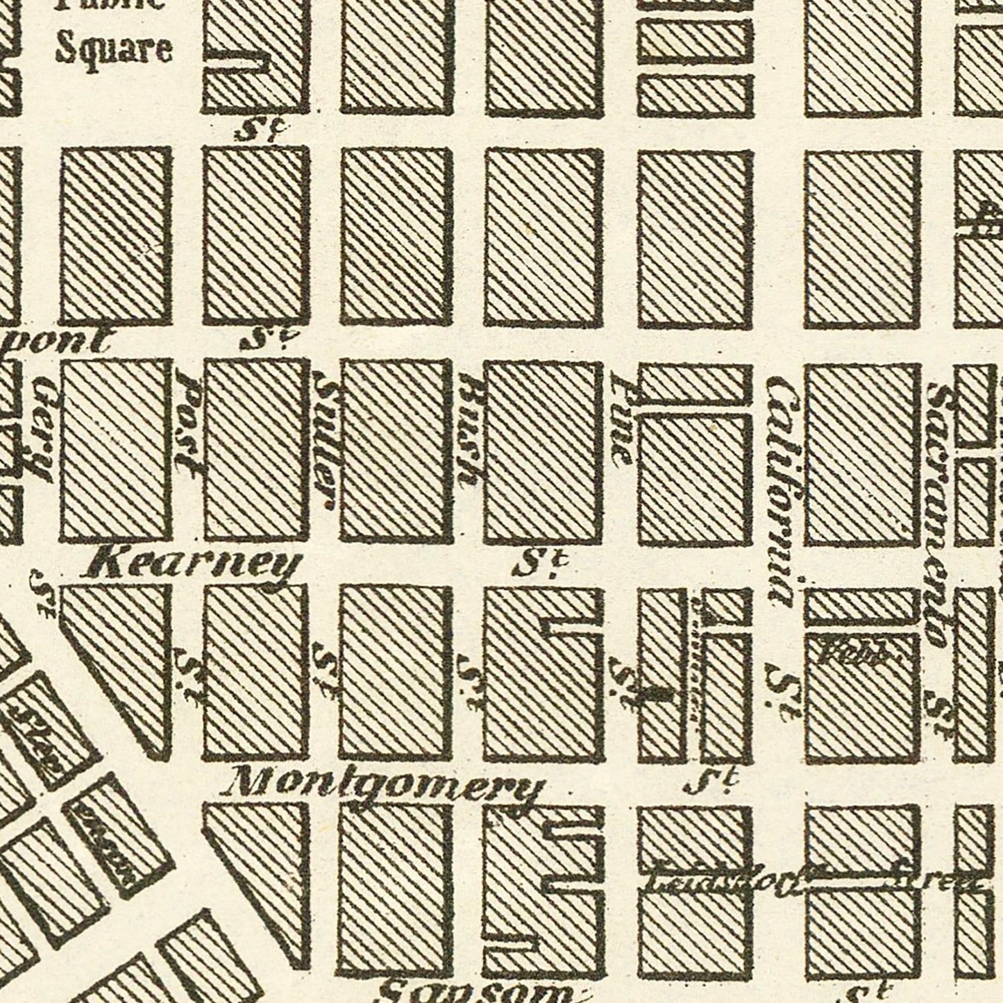 Vintage Map of San Francisco, California, 1852