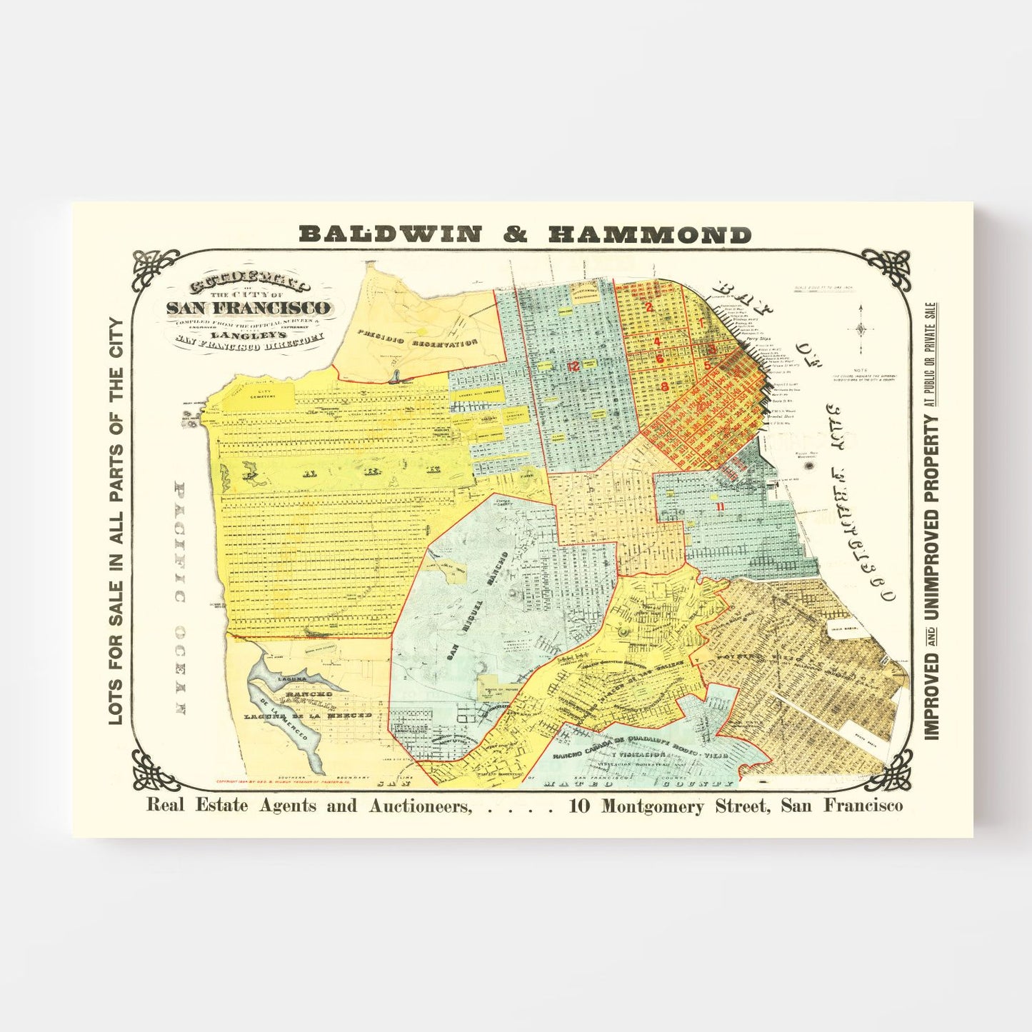 Vintage Map of San Francisco, California, 1894