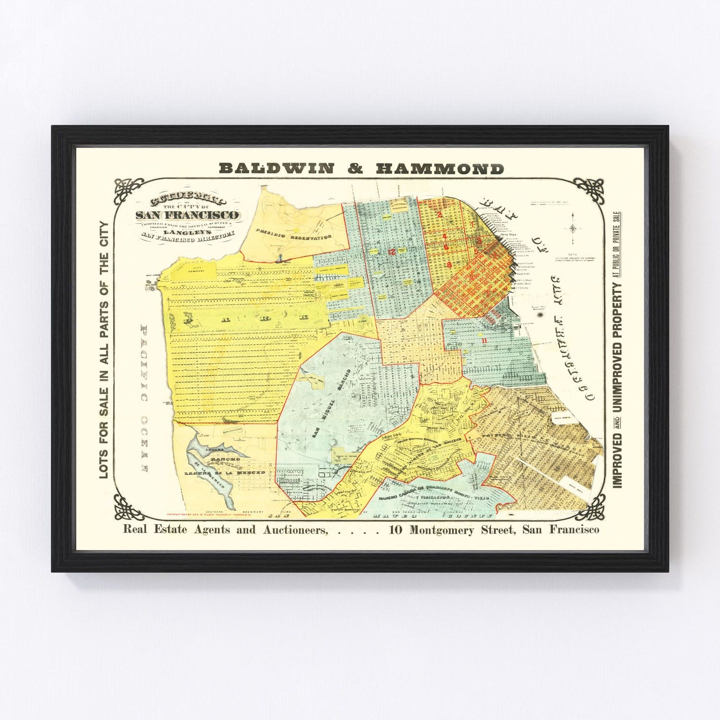 vintage map of San Francisco, California, 1894