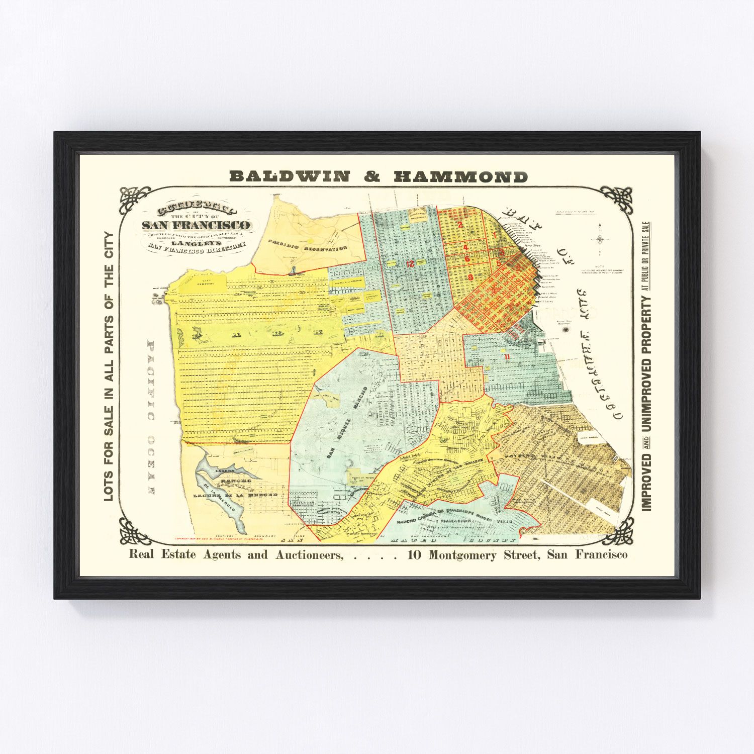 vintage map of San Francisco, California, 1894