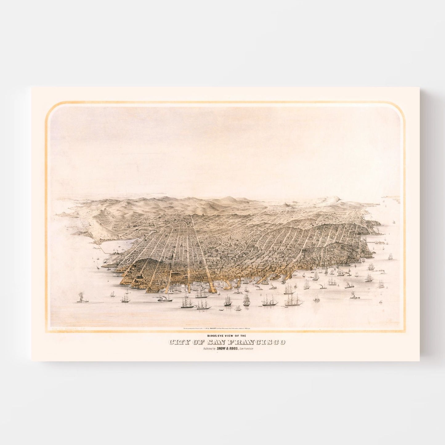 Vintage Map of San Francisco, California, 1868 II