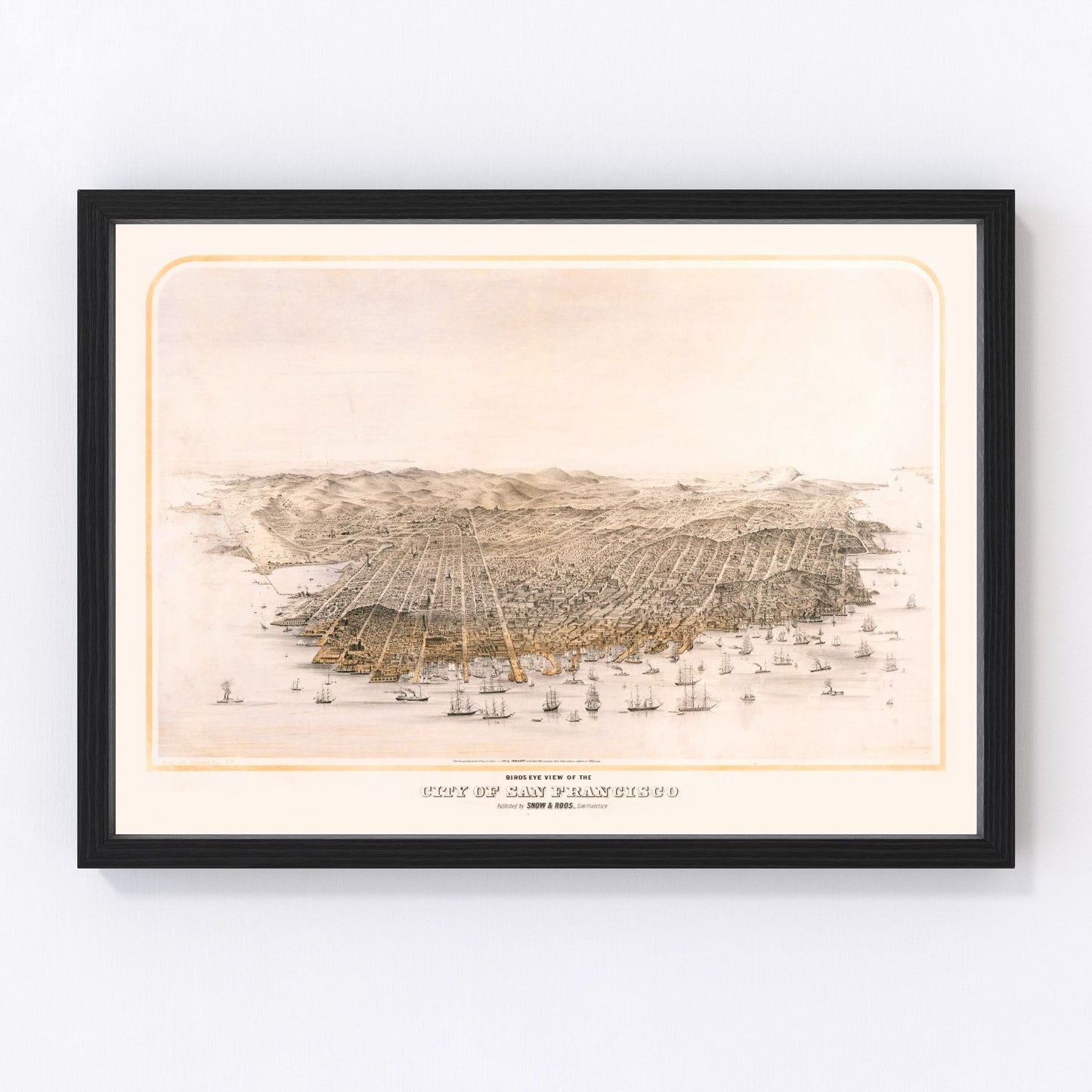 vintage map of San Francisco, California, 1868