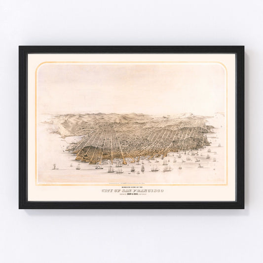 vintage map of San Francisco, California, 1868