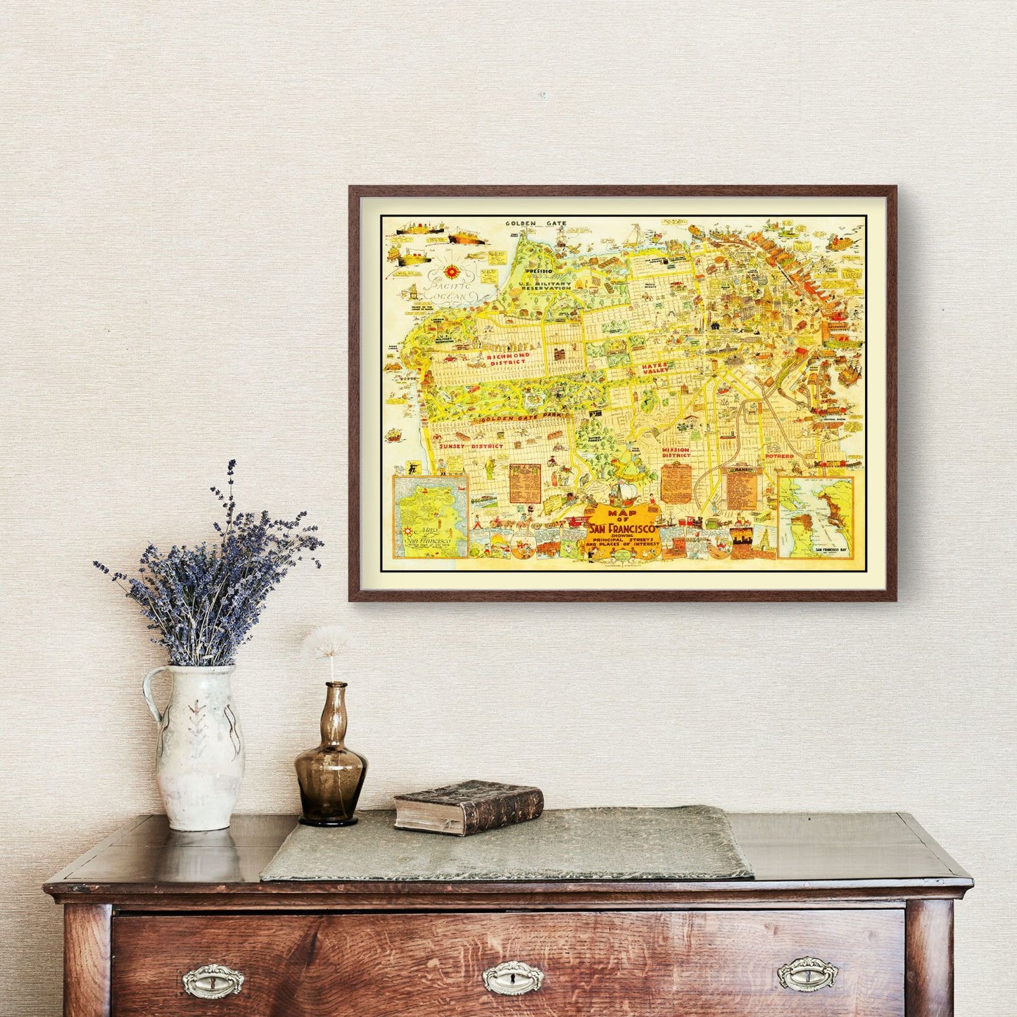 Vintage Map of San Francisco, California, 1927