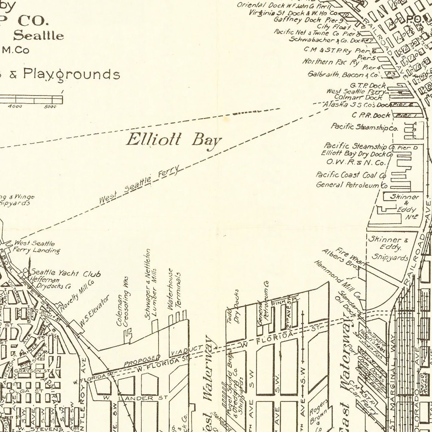 Vintage Map of Seattle, Washington, 1920