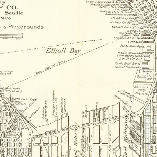 Vintage Map of Seattle, Washington 1920