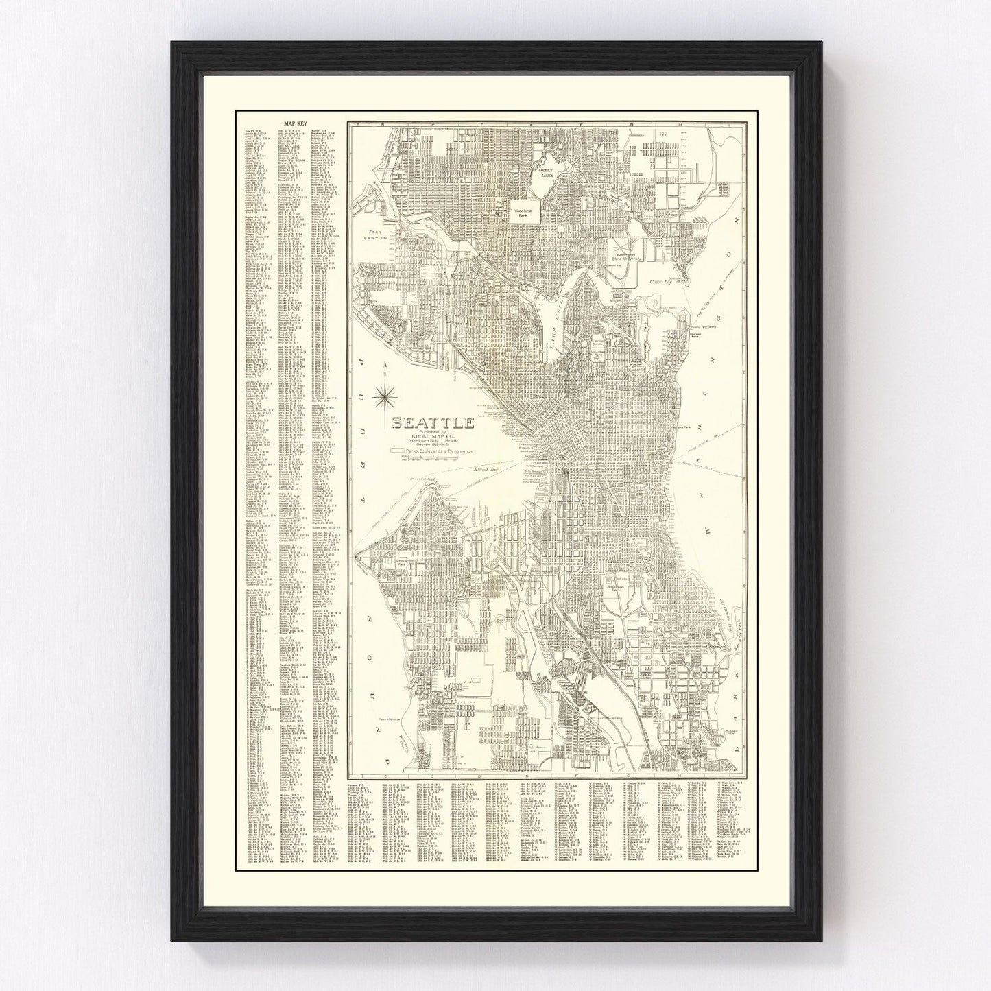 vintage map of Seattle, Washington, 1920