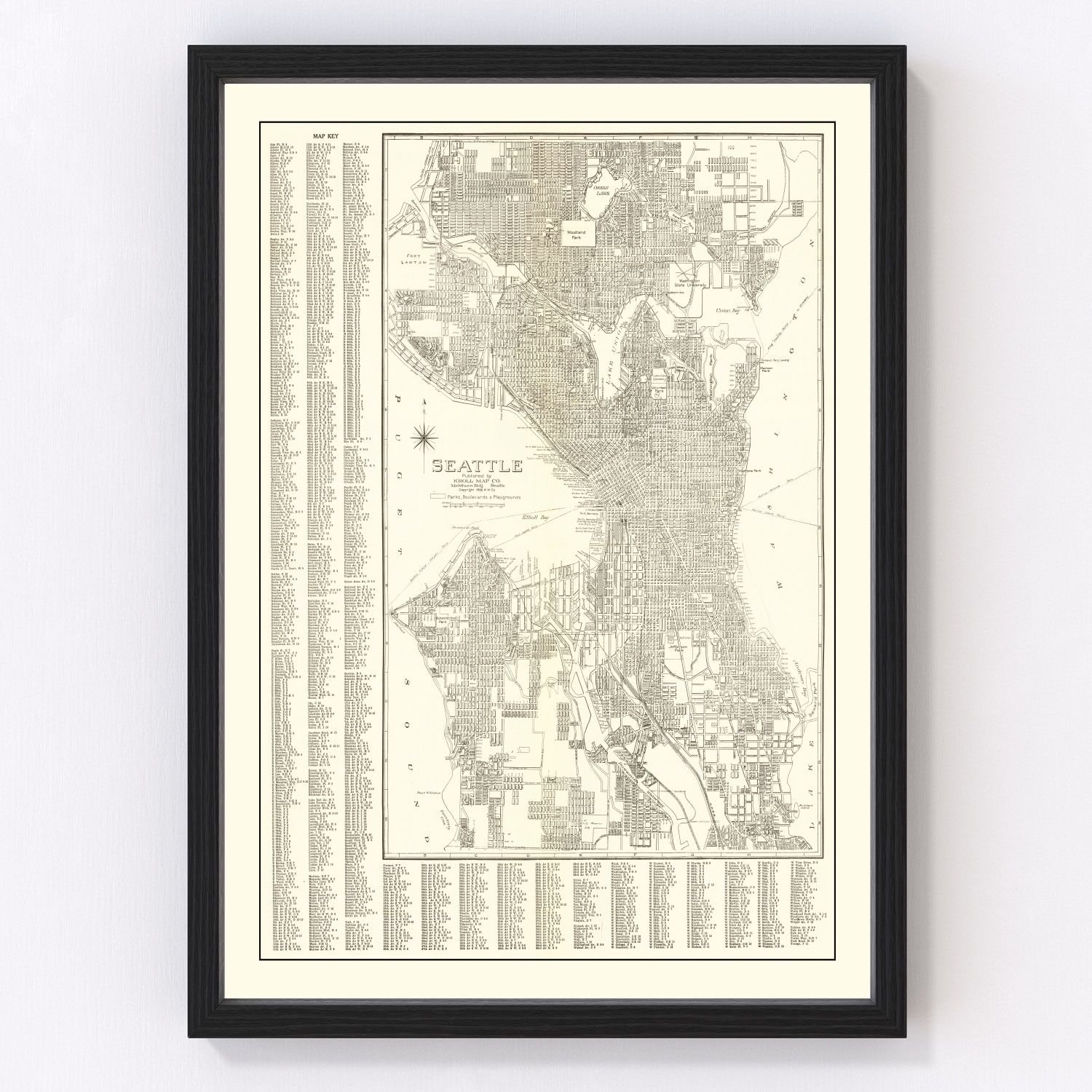 vintage map of Seattle, Washington, 1920