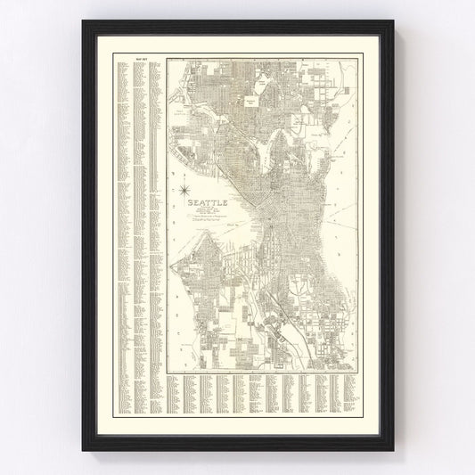 vintage map of Seattle, Washington, 1920