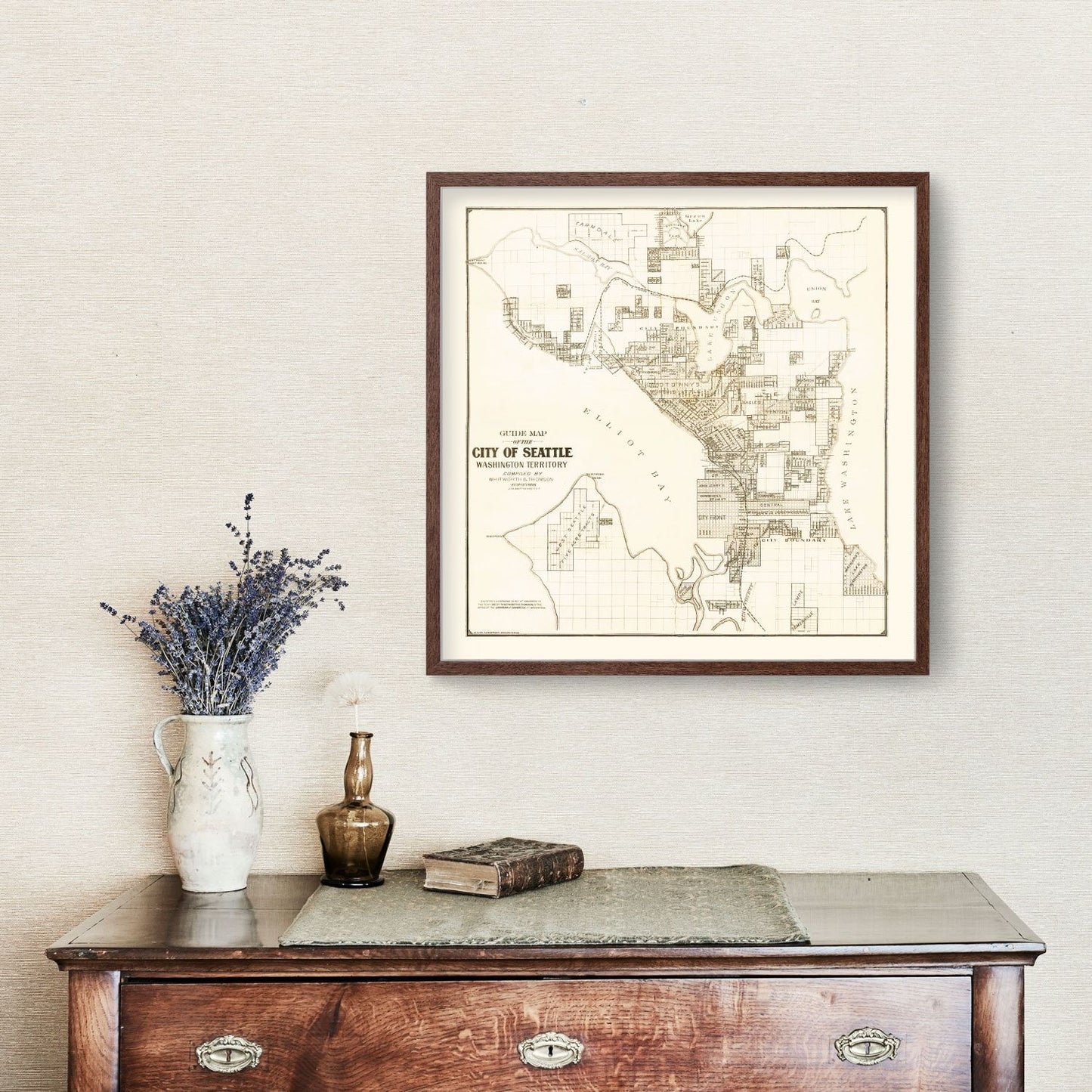 Vintage Map of Seattle, Washington, 1887