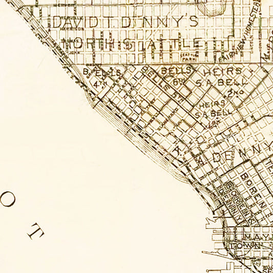 Vintage Map of Seattle, Washington, 1887