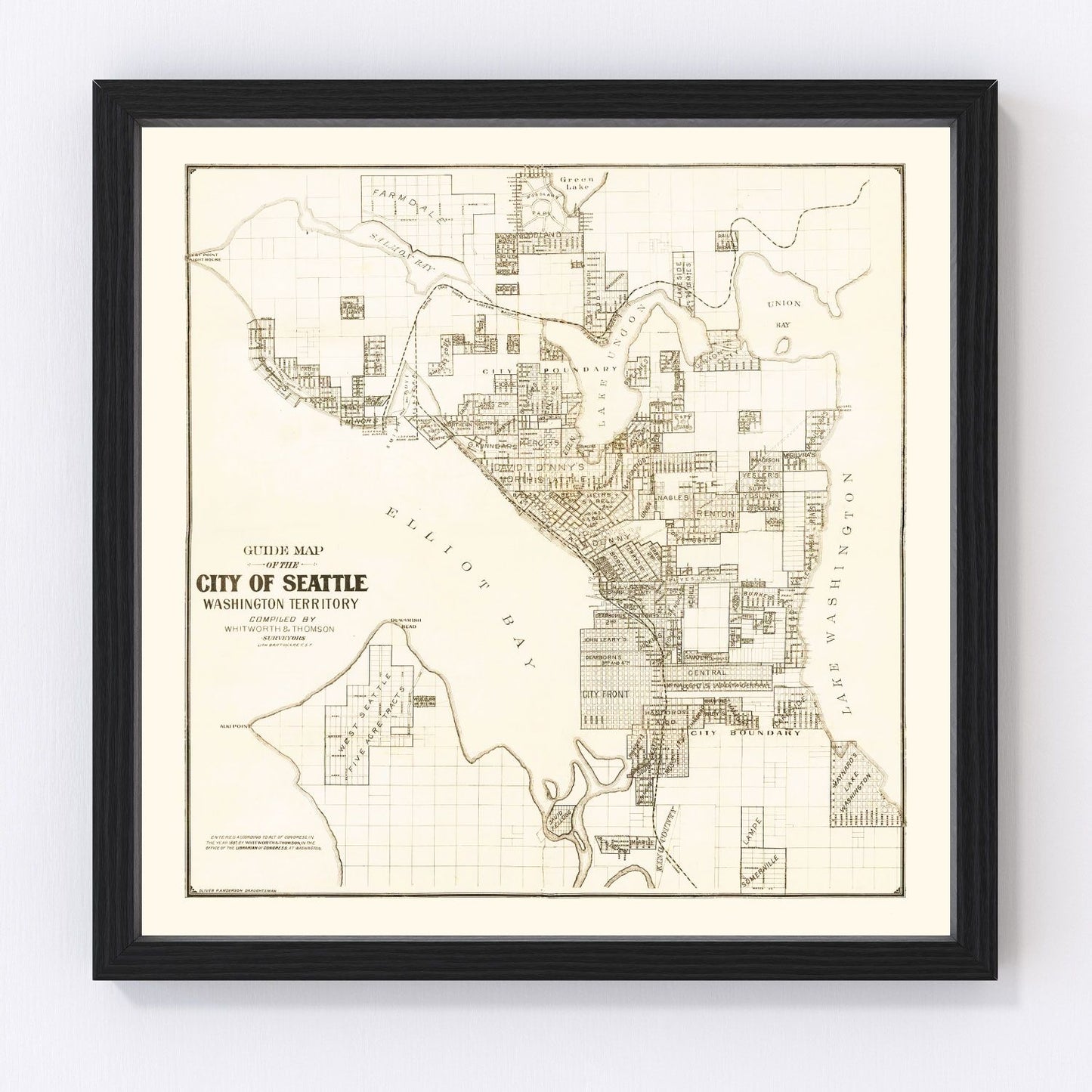 vintage map of Seattle, Washington, 1887