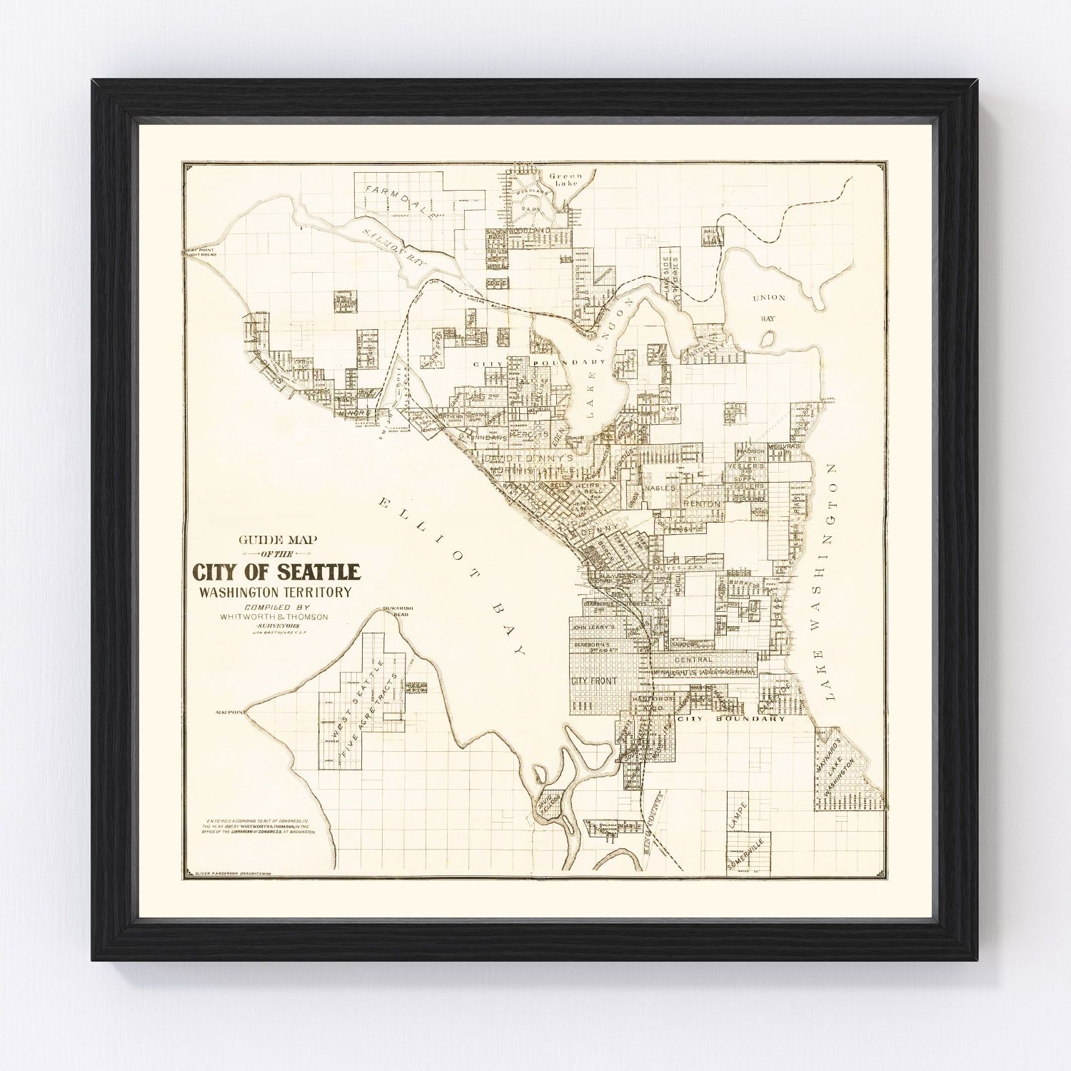 vintage map of Seattle, Washington, 1887