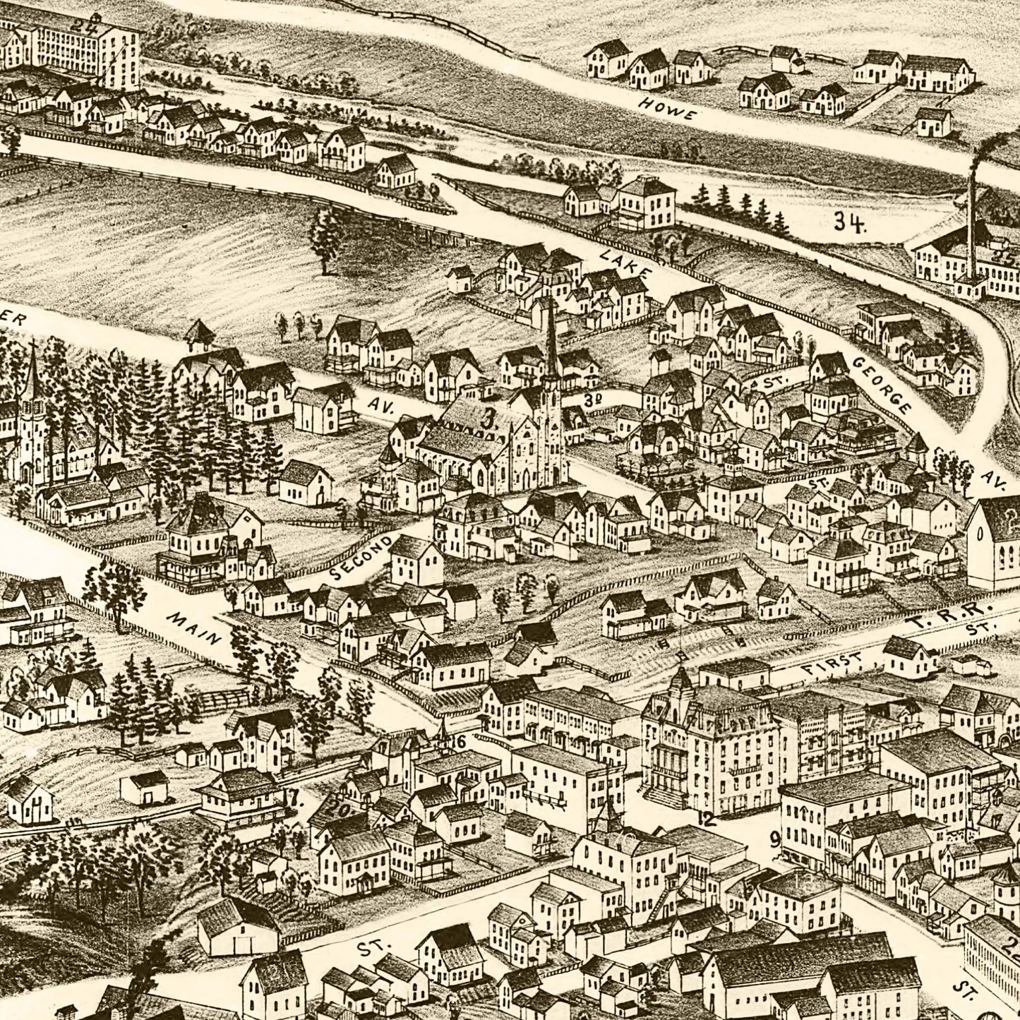 Vintage Map of Ticonderoga, New York, 1891