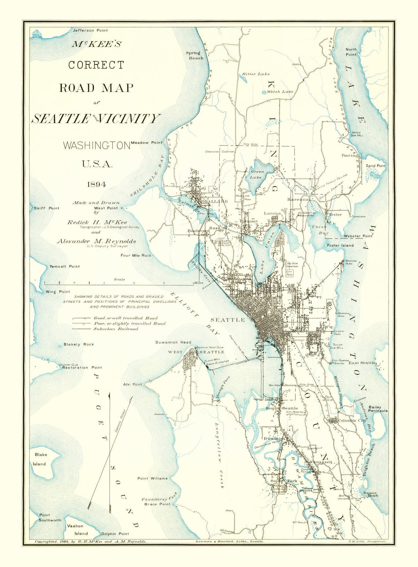Vintage Map of Seattle, Washington, 1894