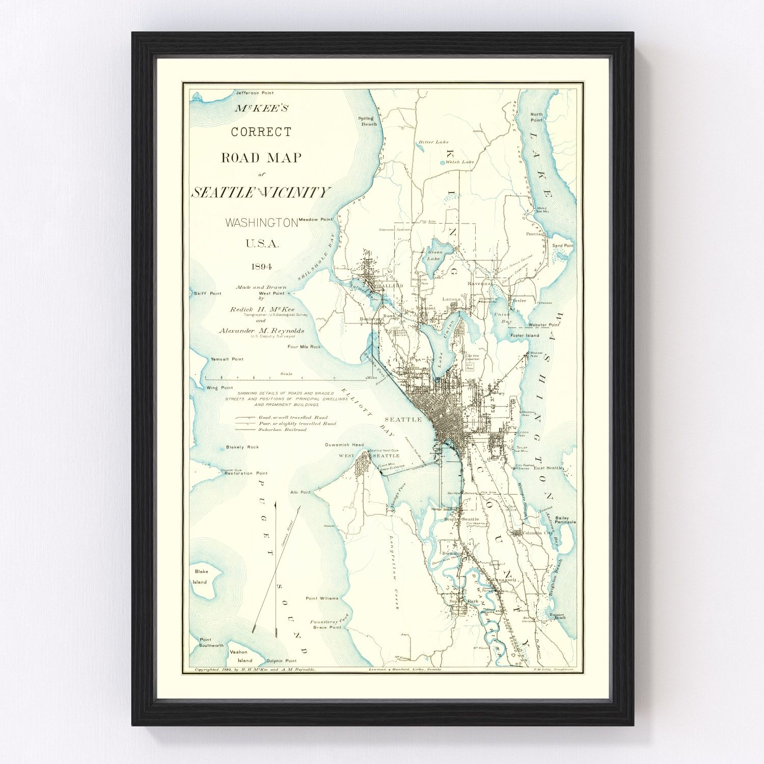 vintage map of Seattle, Washington, 1894