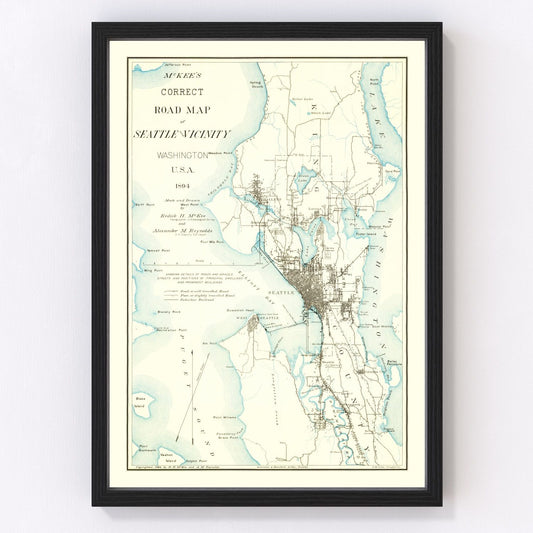 vintage map of Seattle, Washington, 1894