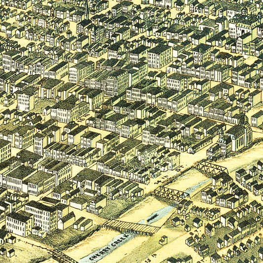 Vintage Map of Denver, Colorado, 1882