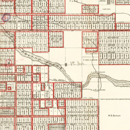 Vintage Map of Denver, Colorado, 1890