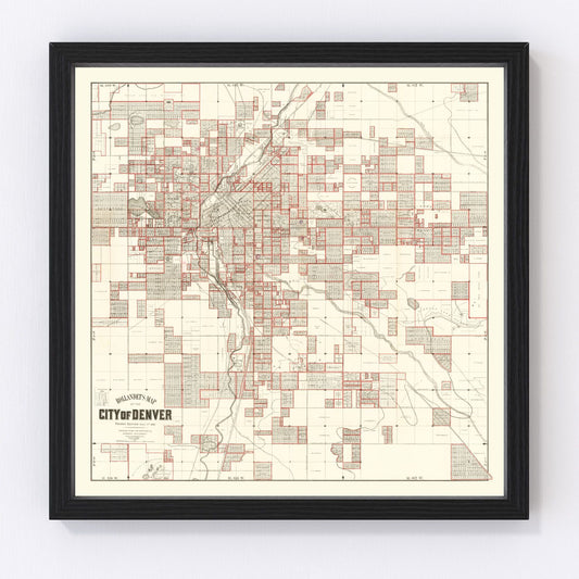 vintage map of denver, colorado, 1890