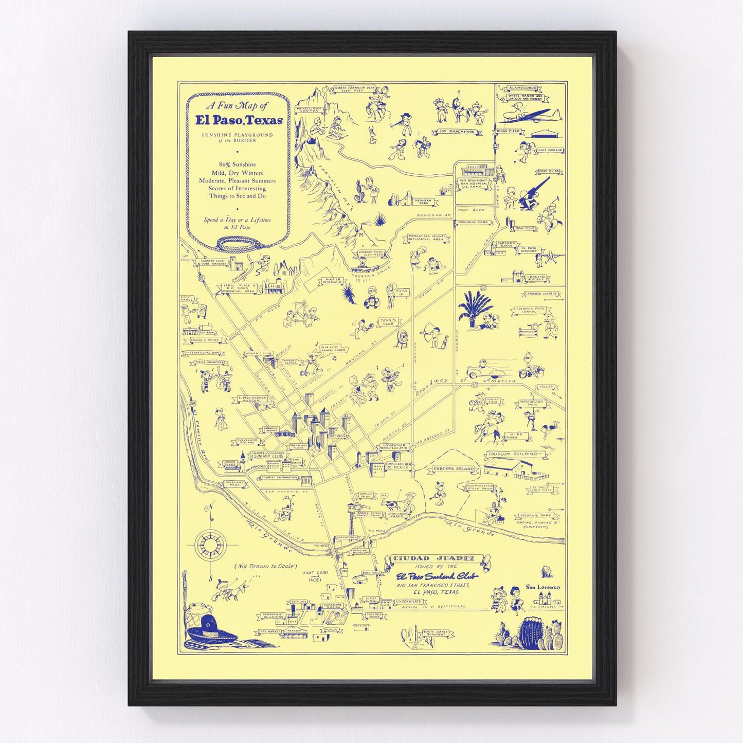 Vintage map of El Paso, Texas, 1945