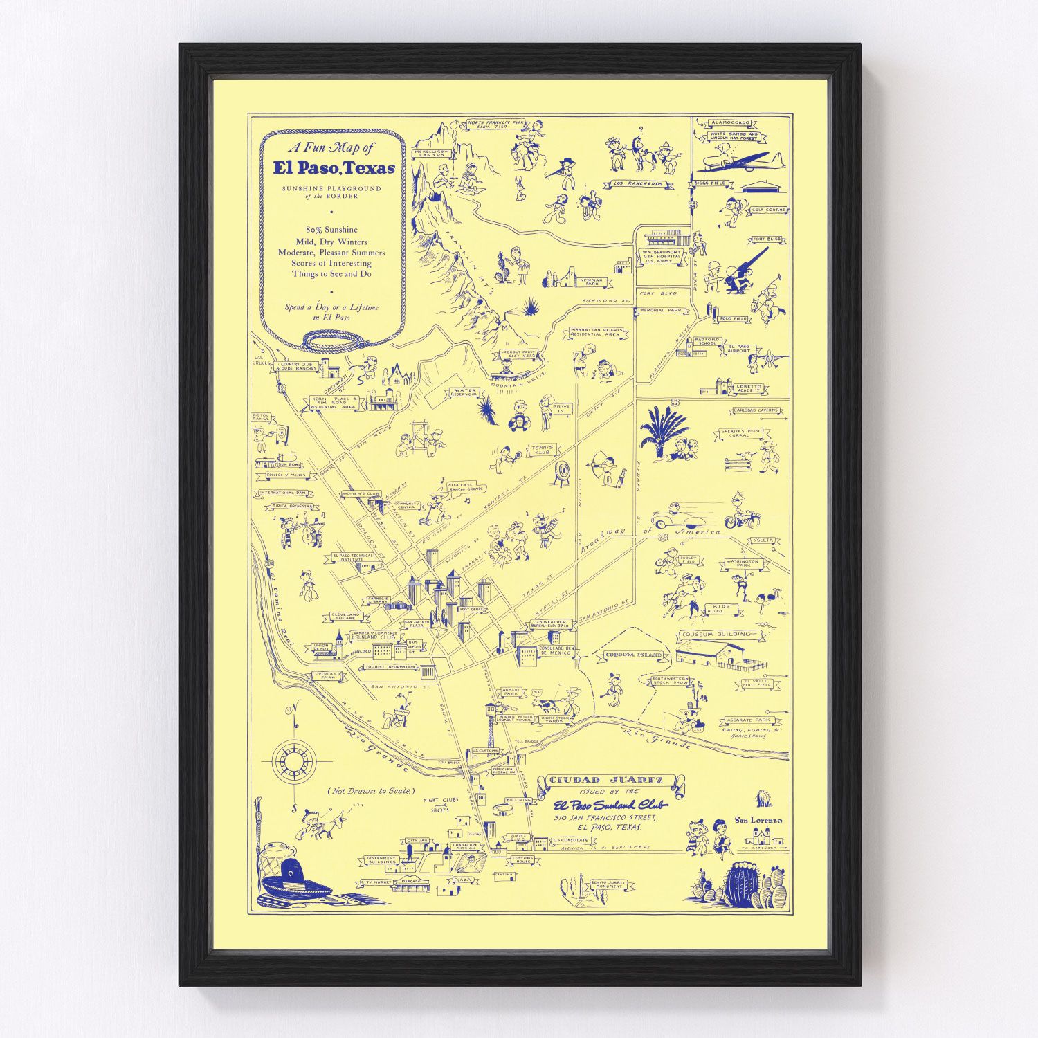 Vintage map of El Paso, Texas, 1945