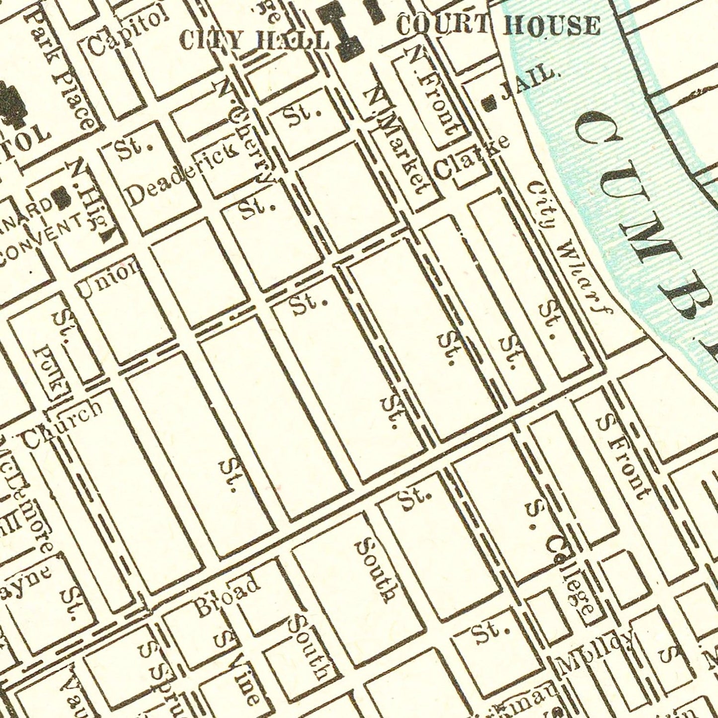 Vintage Map of Nashville, Tennessee, 1895