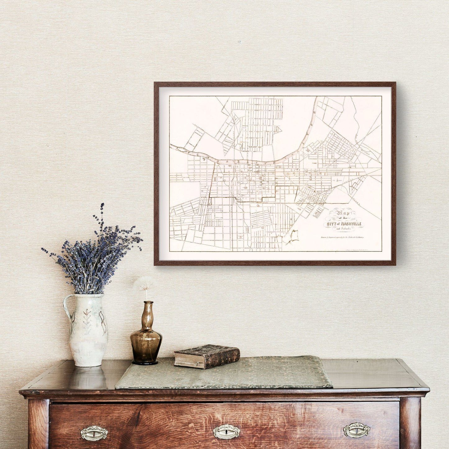 Vintage Map of Nashville, Tennessee, 1860