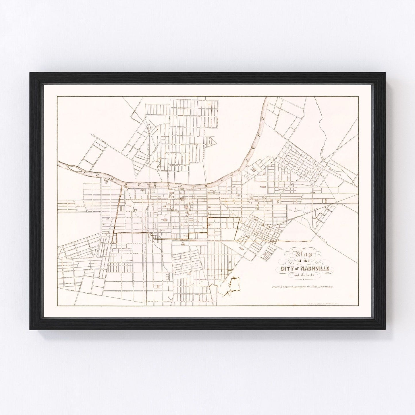 Vintage map of Nashville, Tennessee, 1860