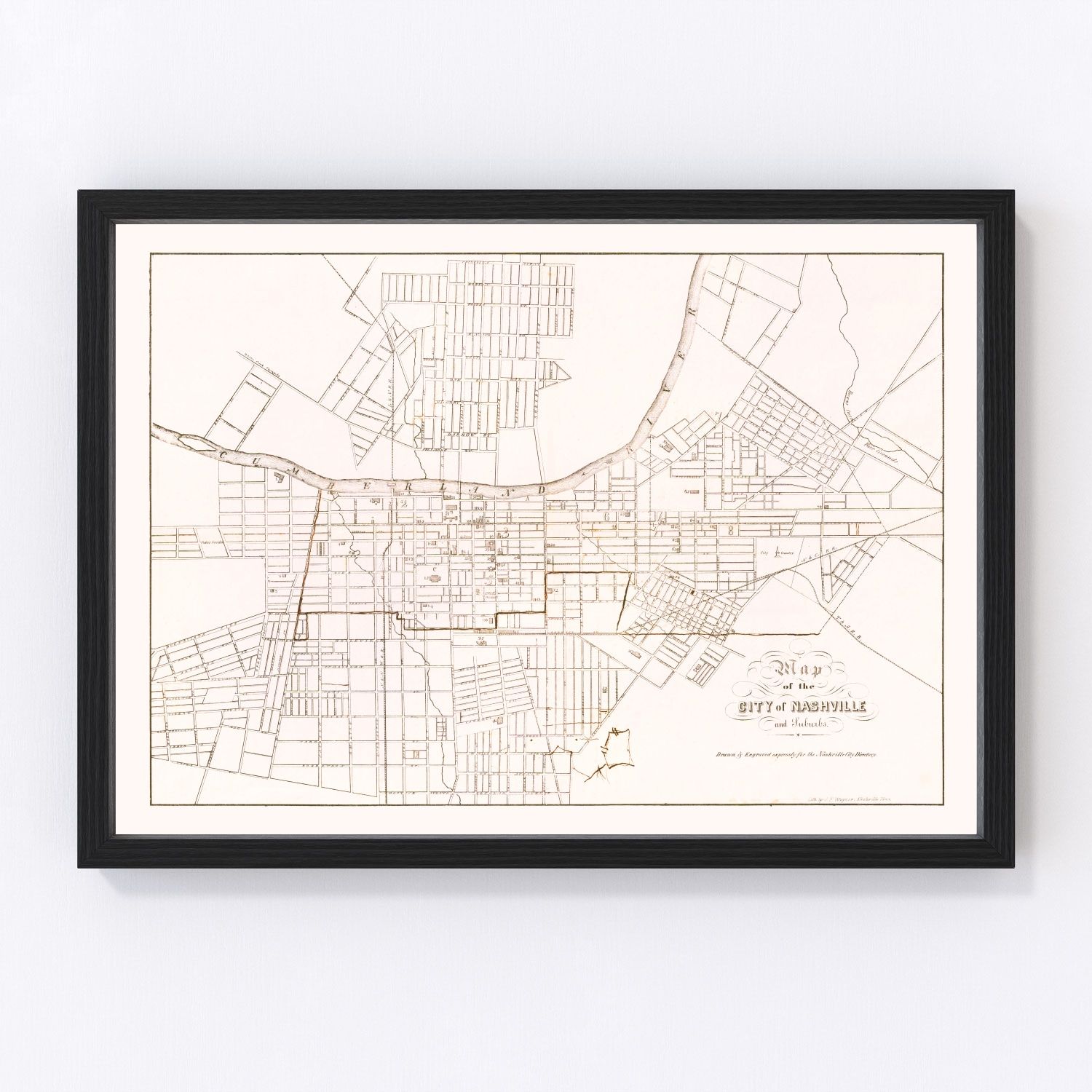 Vintage map of Nashville, Tennessee, 1860