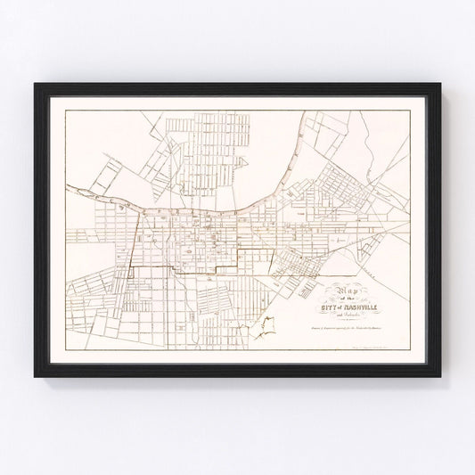 Vintage map of Nashville, Tennessee, 1860